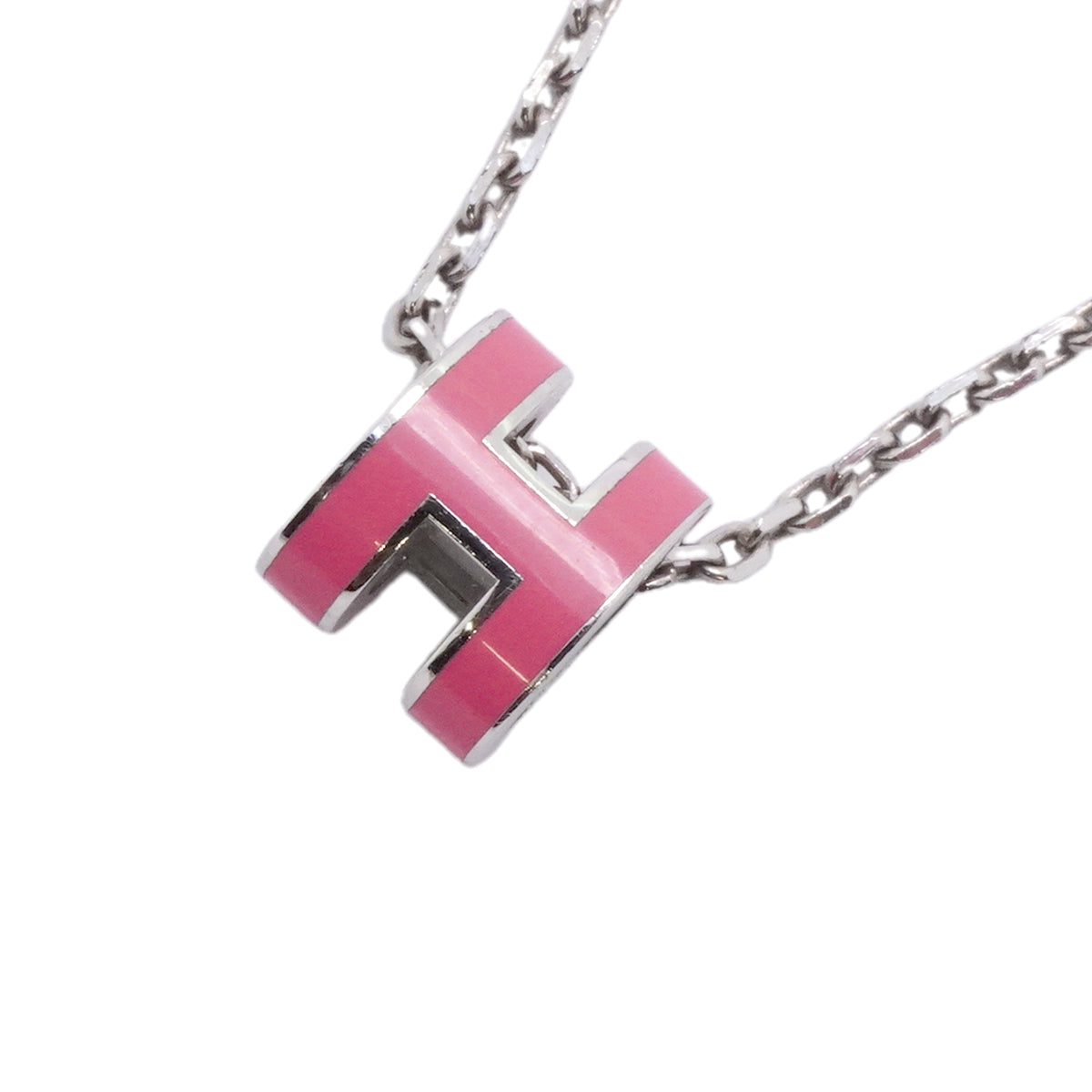 【6jkb0053】エルメス ネックレス ミニポップ メタル シルバー ピンク【中古】レディース