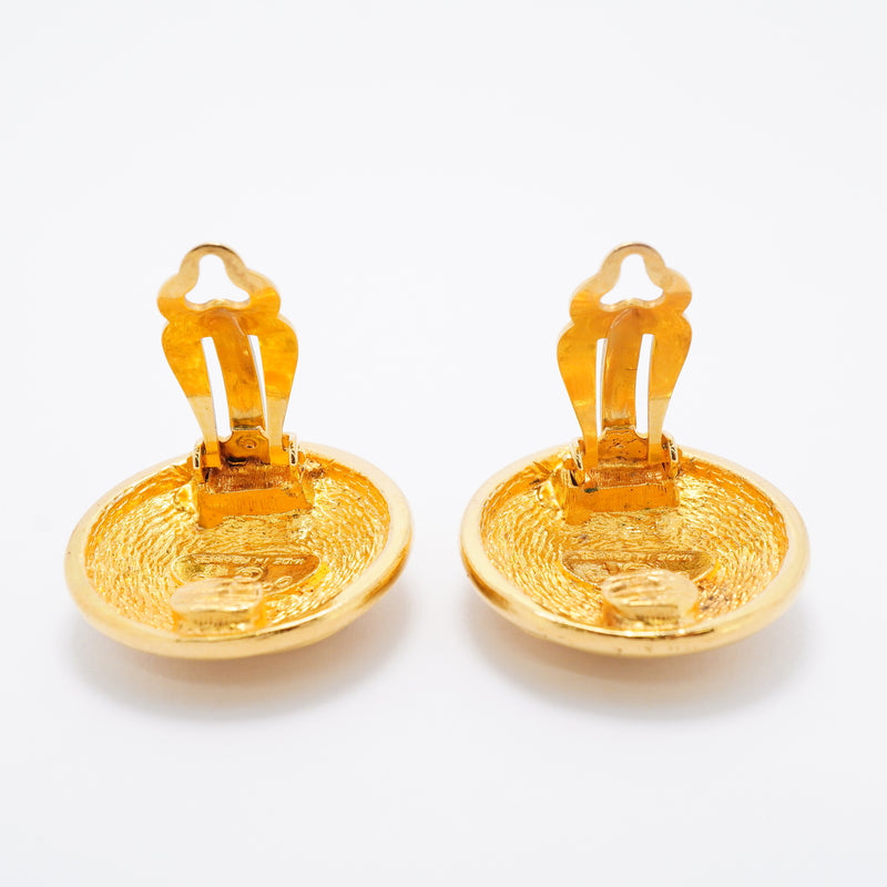 【6jkb0059】シャネル イヤリング ヴィンテージ ココマーク マトラッセ 丸型 サークル GPメッキ ゴールド【中古】レディース