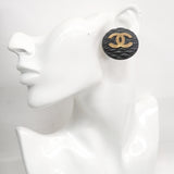 【6jkb0061】シャネル イヤリング ヴィンテージ ココマーク マトラッセ プラスチック GPメッキ ゴールド ブラック【中古】レディース