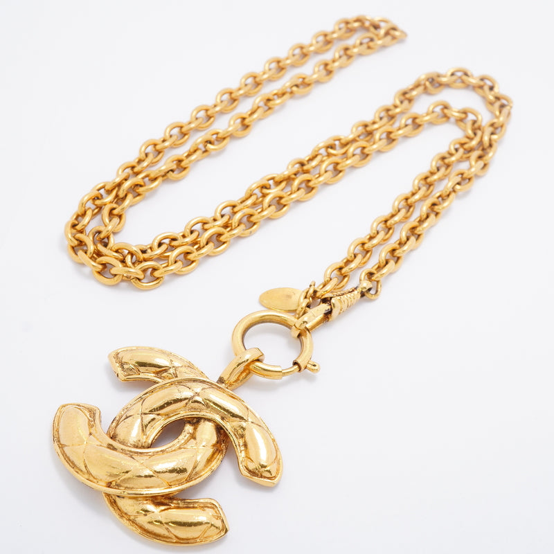 【6jkb0063】シャネル ネックレス ヴィンテージ ココマーク マトラッセ GPメッキ ゴールド【中古】レディース