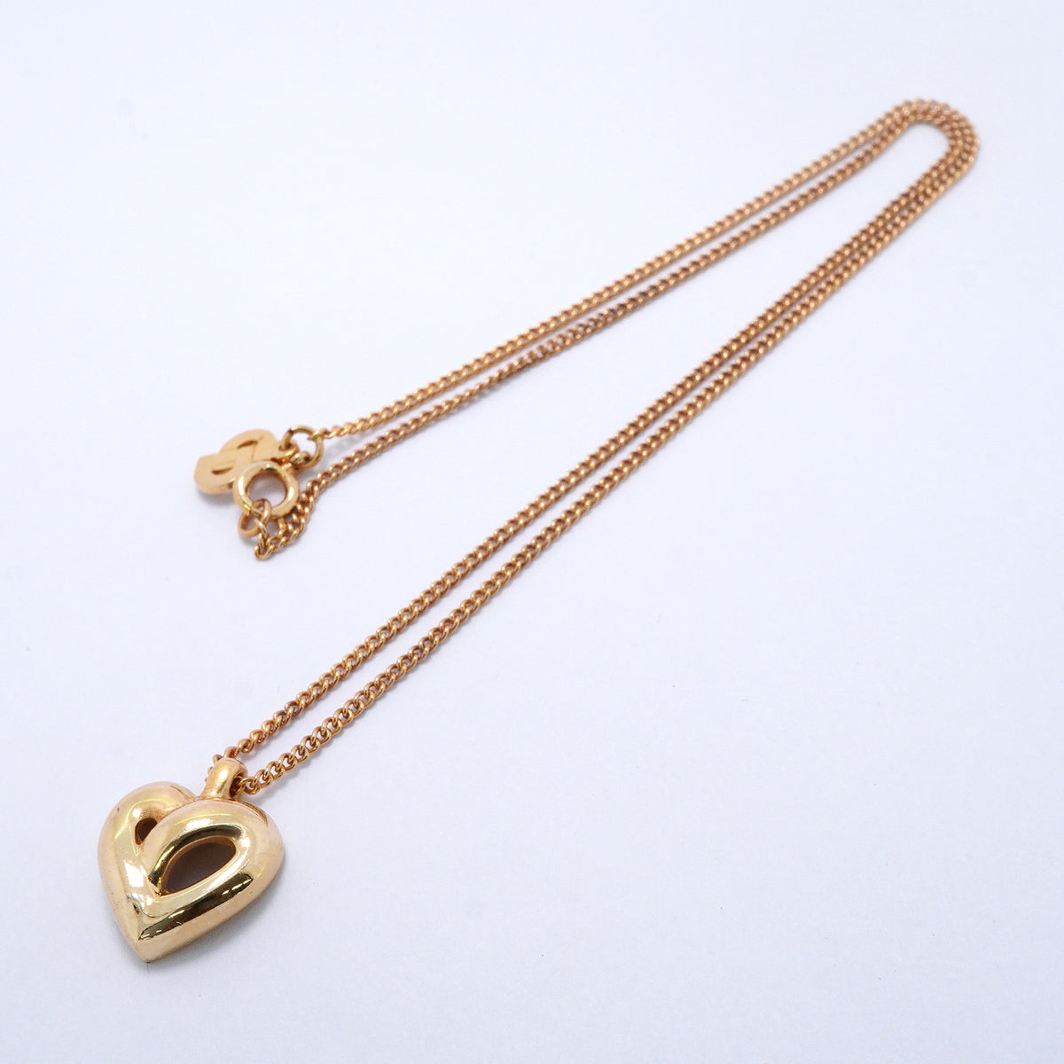 【6jkb0067】クリスチャンディオール ネックレス ハートモチーフ GPメッキ ゴールド【中古】レディース