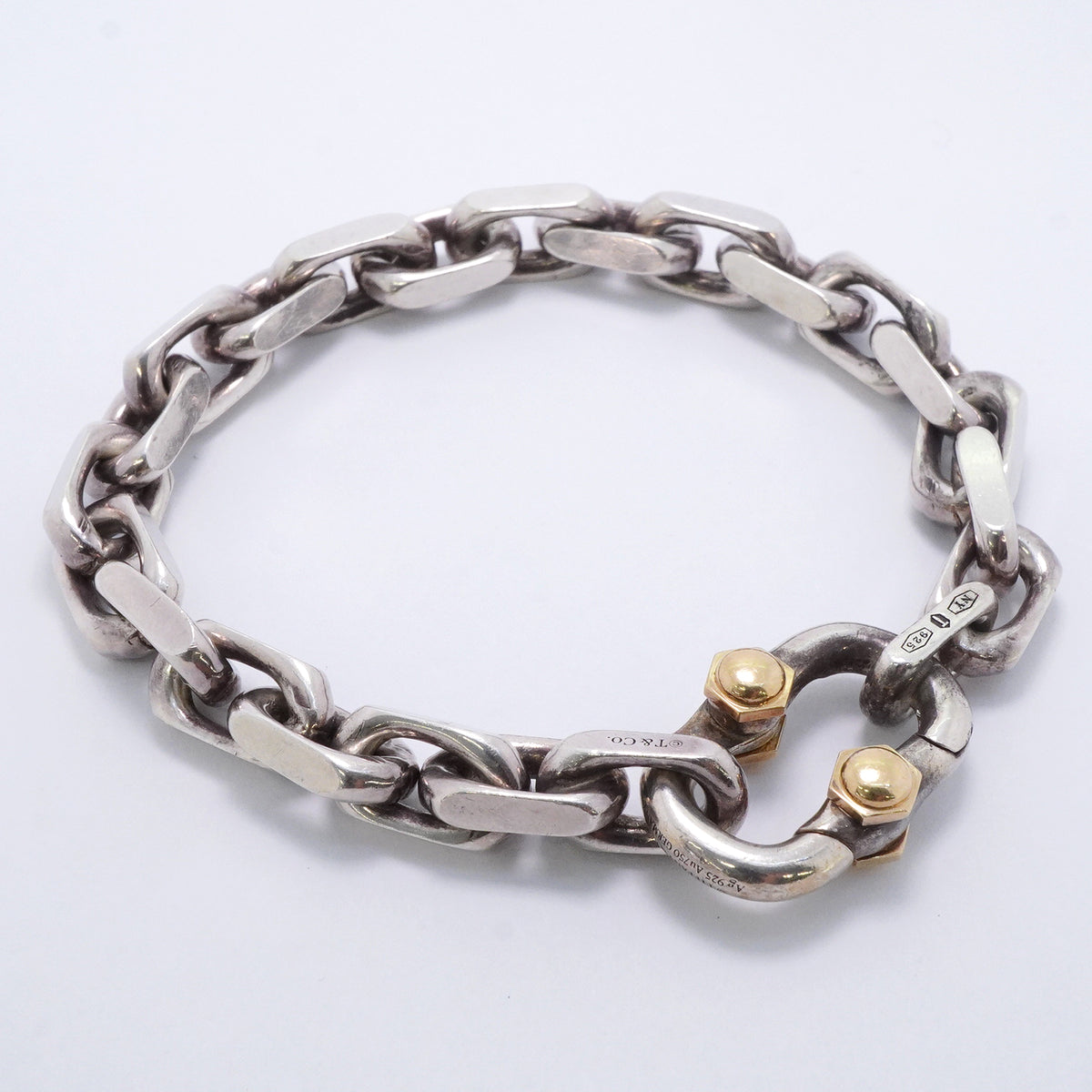 【6jkb0068】ティファニー ブレスレット メイカーズ/ワイド K18YG イエローゴールド シルバー925【中古】メンズ レディース ユニセックス