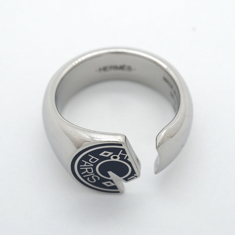 【6jkb0078】エルメス リング カルーゼル メタル シルバー ネイビー ＃60【中古】メンズ