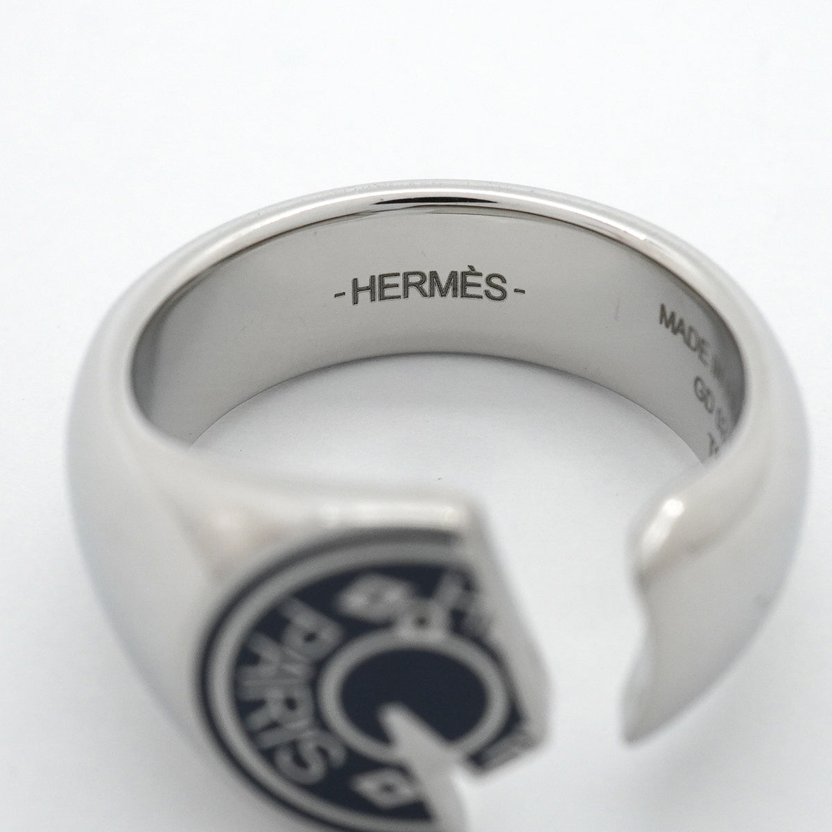 【6jkb0078】エルメス リング カルーゼル メタル シルバー ネイビー ＃60【中古】メンズ