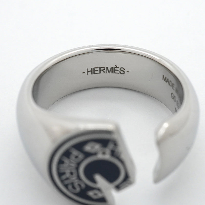 【6jkb0078】エルメス リング カルーゼル メタル シルバー ネイビー ＃60【中古】メンズ
