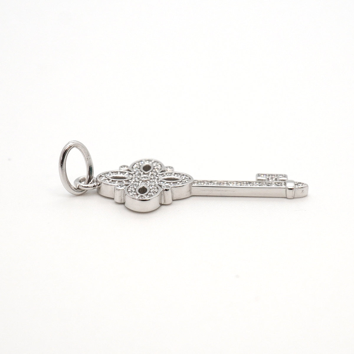 【6jkb0084】ティファニー ペンダントトップ ビクトリアキー K18WG ホワイトゴールド ダイヤモンド【中古】レディース