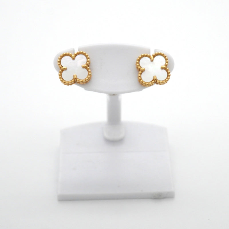 【6jkb0085】ヴァンクリーフ＆アーペル ピアス スウィート アルハンブラ K18YG イエローゴールド マザーオブパール【中古】レディース