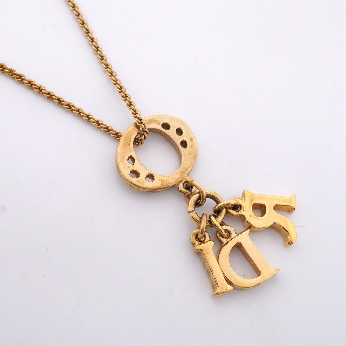 【6jkb0101】クリスチャンディオール ネックレス ディオールロゴ GPメッキ ゴールド【中古】レディース