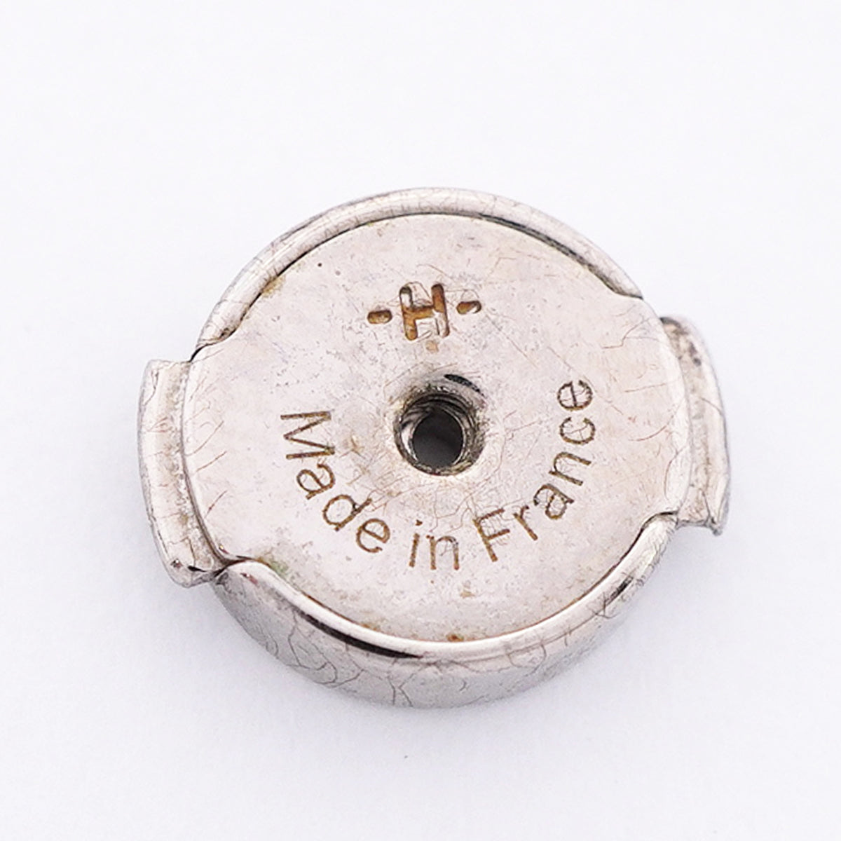 【6jkb0106】エルメス ピアス カージュドアッシュ メタル シルバー オレンジ【中古】レディース