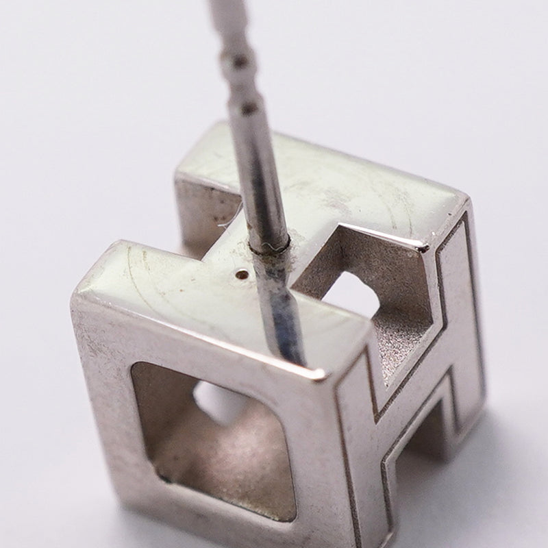 【6jkb0106】エルメス ピアス カージュドアッシュ メタル シルバー オレンジ【中古】レディース