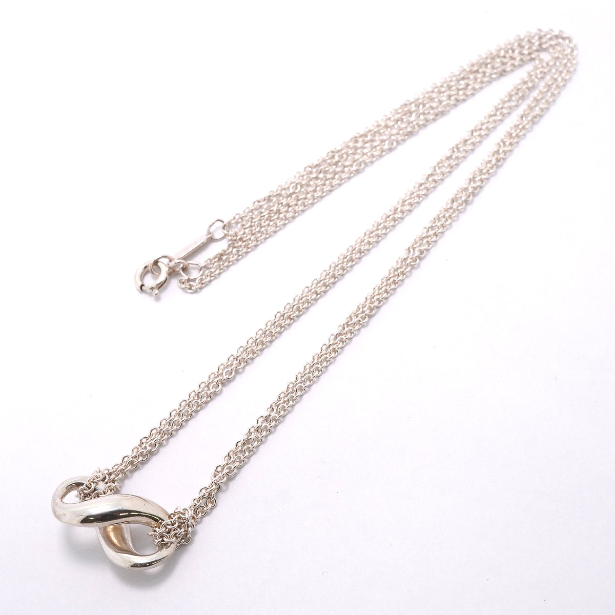 【6jkb0124】ティファニー ネックレス インフィニティ ダブルチェーン シルバー925【中古】レディース