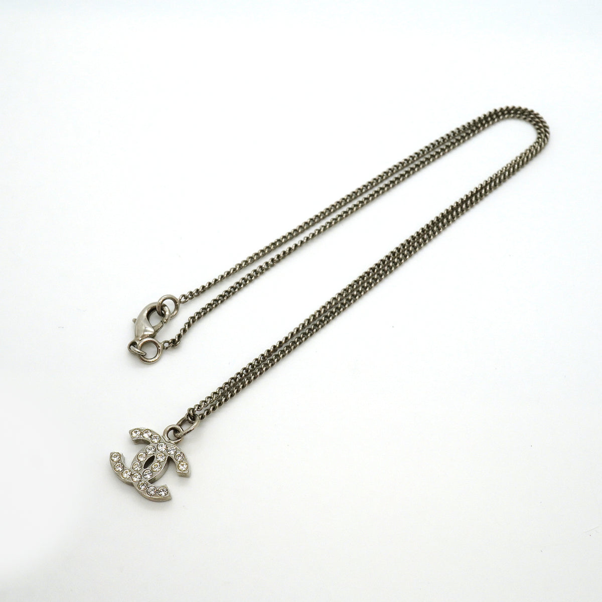 【6jkb0129】シャネル ネックレス ココマーク メタル ラインストーン シルバー【中古】レディース