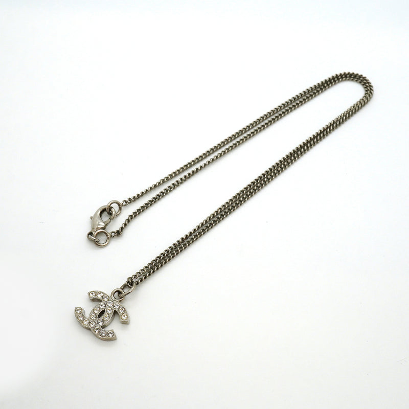 【6jkb0129】シャネル ネックレス ココマーク メタル ラインストーン シルバー【中古】レディース