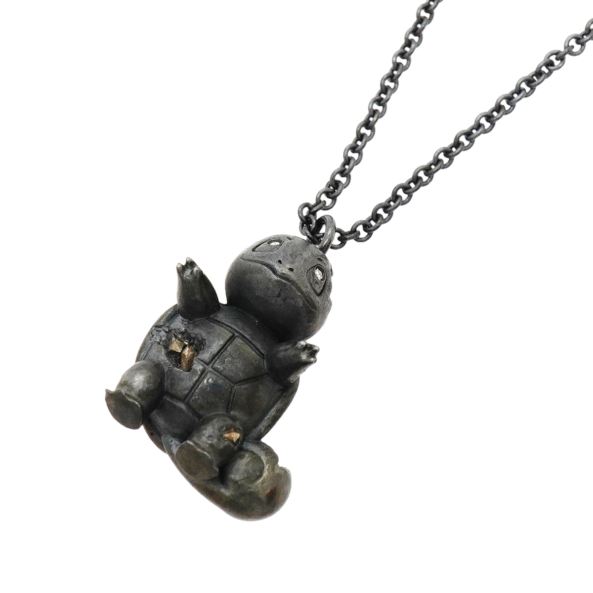 【6jkb0133】ティファニー ネックレス ポケモンコラボ/ゼニガメ シルバー925 ダイヤモンド ブラック【中古】メンズ レディース ユニセックス