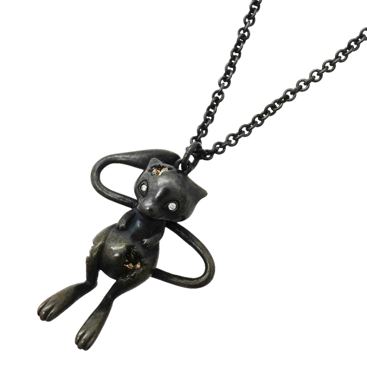 【6jkb0134】ティファニー ネックレス ポケモンコラボ/ミュウ シルバー925 ダイヤモンド ブラック【中古】レディース