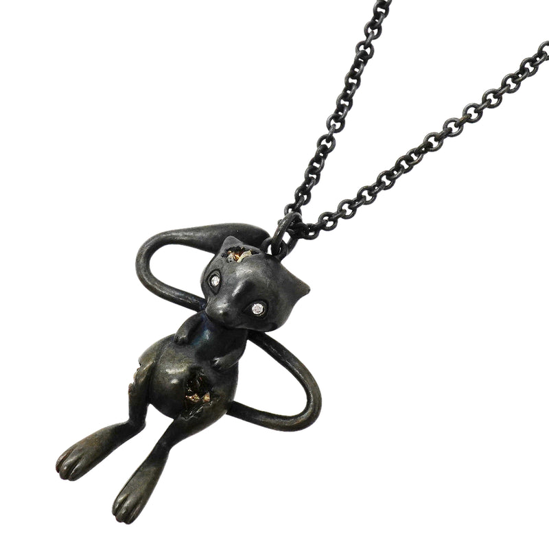 【6jkb0134】ティファニー ネックレス ポケモンコラボ/ミュウ シルバー925 ダイヤモンド ブラック【中古】レディース