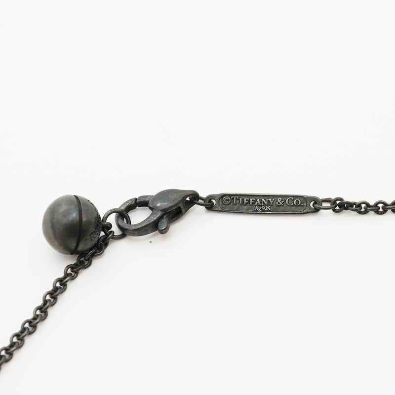 【6jkb0134】ティファニー ネックレス ポケモンコラボ/ミュウ シルバー925 ダイヤモンド ブラック【中古】レディース