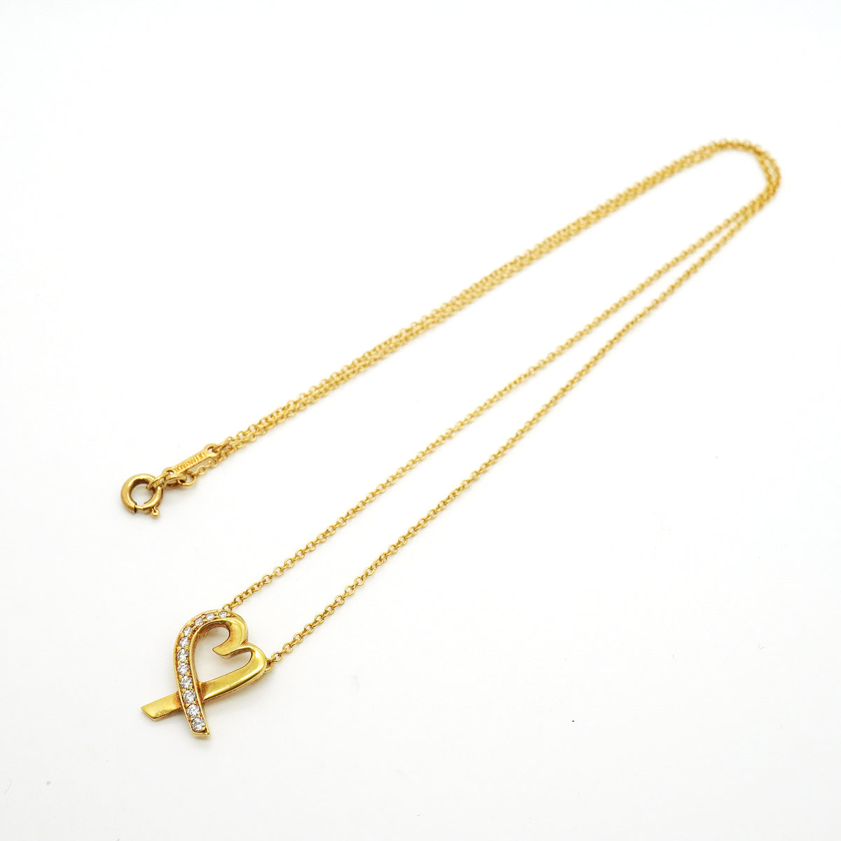 【6jkb0139】ティファニー ネックレス ラビングハート K18YG イエローゴールド ダイヤモンド【中古】レディース