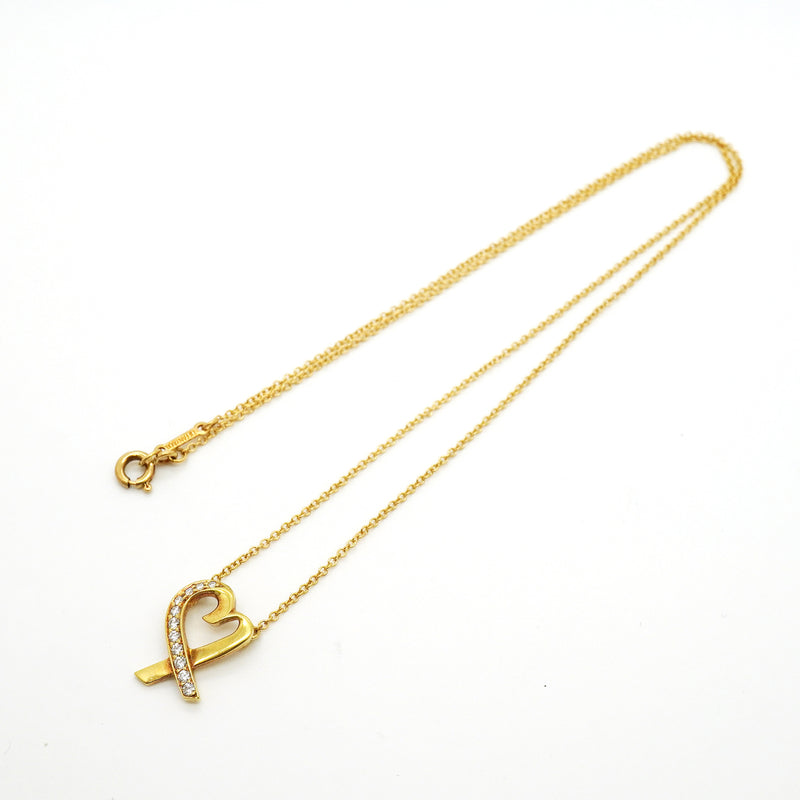 【6jkb0139】ティファニー ネックレス ラビングハート K18YG イエローゴールド ダイヤモンド【中古】レディース
