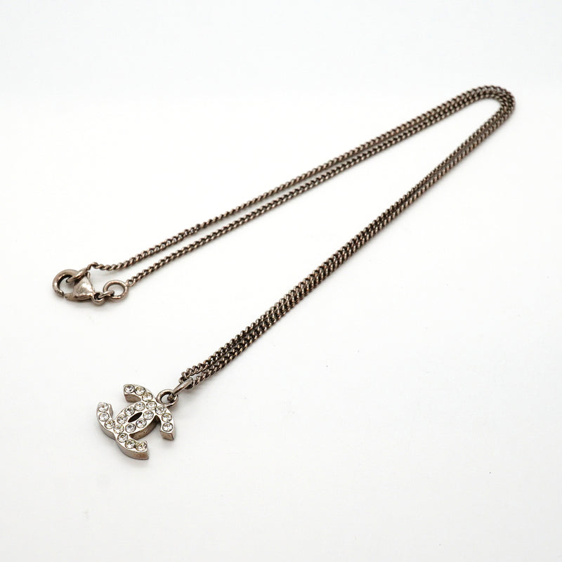 【6jkb0141】シャネル ネックレス ココマーク メタル ラインストーン シルバー【中古】レディース