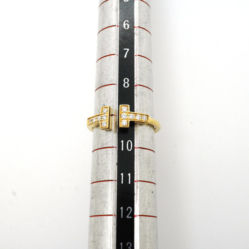 【6jkb0154】ティファニー リング Tワイヤー K18YG イエローゴールド ダイヤモンド 9号【中古】レディース