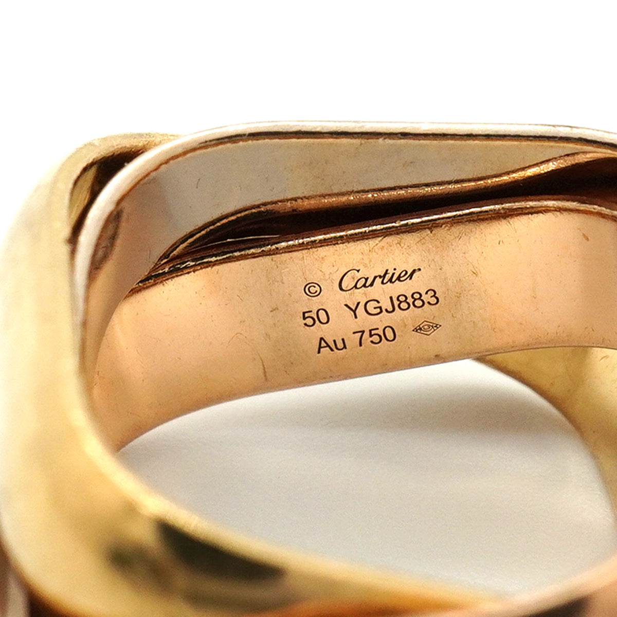 【6jkb0157】カルティエ リング トリニティ クッション/ラージモデル K18YG イエローゴールド K18WG ホワイトゴールド K18PG ピンクゴールド ＃50【中古】レディース