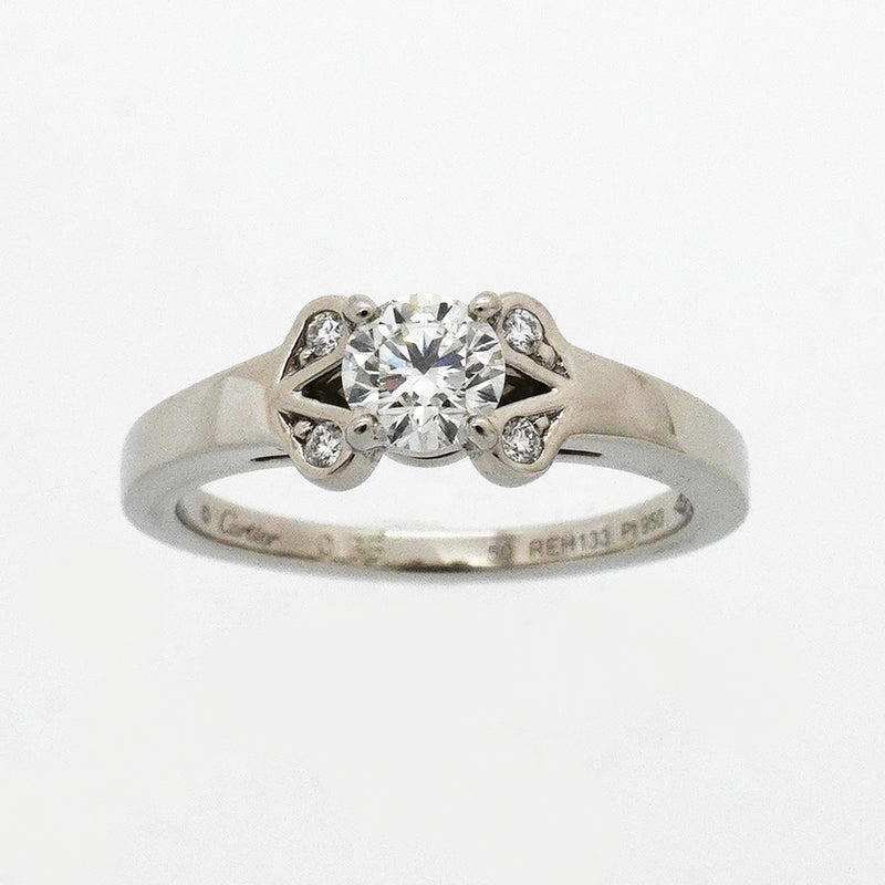 【6jkb0162】カルティエ リング バレリーナ Pt950 プラチナ ダイヤモンド 0.36ct ＃50【中古】レディース