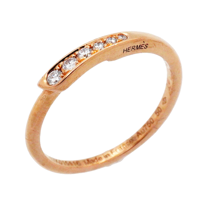 【6jkb0176】エルメス リング K18PG ピンクゴールド ダイヤモンド ＃50【中古】レディース