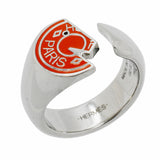 【6jkb0178】エルメス リング カルーゼル メタル シルバー オレンジ ＃60【中古】メンズ