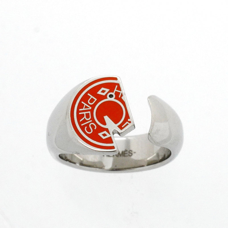 【6jkb0178】エルメス リング カルーゼル メタル シルバー オレンジ ＃60【中古】メンズ