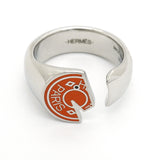 【6jkb0178】エルメス リング カルーゼル メタル シルバー オレンジ ＃60【中古】メンズ