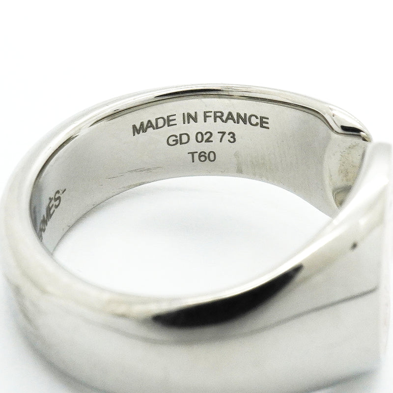 【6jkb0178】エルメス リング カルーゼル メタル シルバー オレンジ ＃60【中古】メンズ