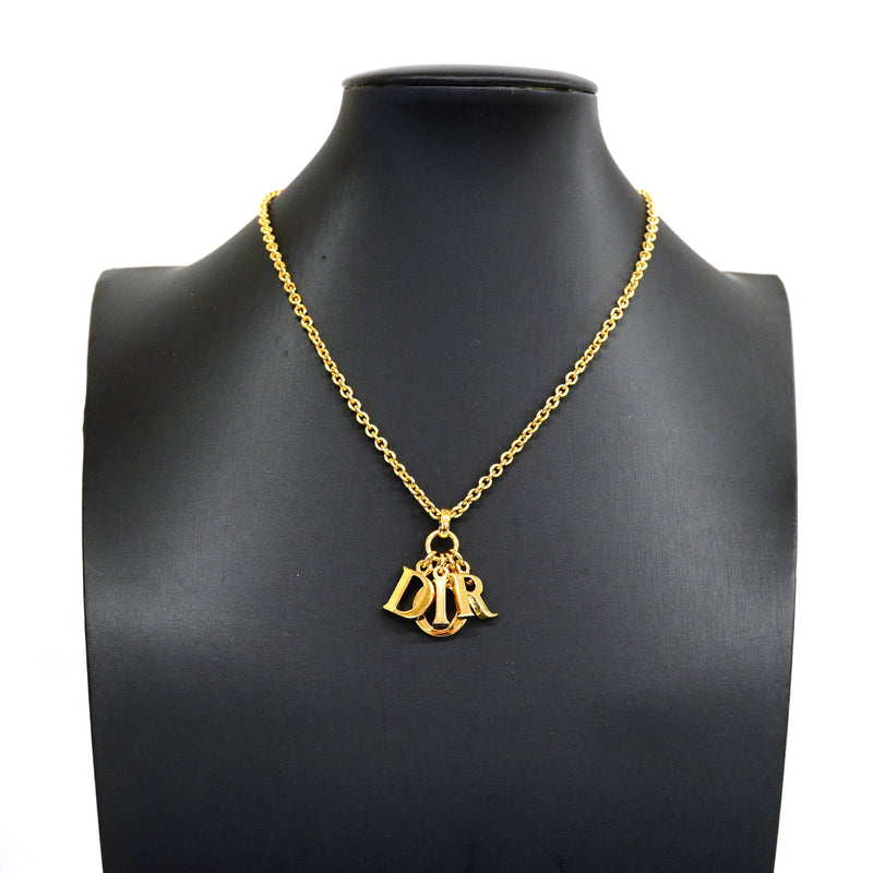 【6jkb0181】クリスチャンディオール ネックレス ディオールロゴ GPメッキ ゴールド【中古】レディース