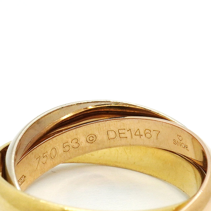 【6jkb0185】カルティエ リング トリニティ クラシックモデル K18YG イエローゴールド K18WG ホワイトゴールド K18PG ピンクゴールド ＃53【中古】レディース