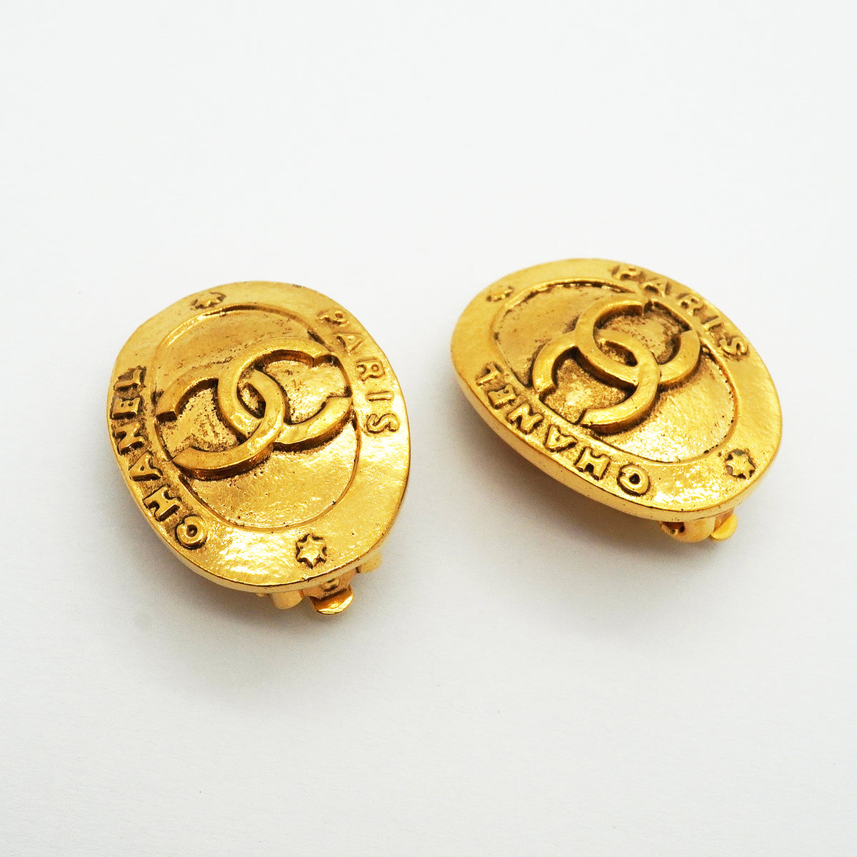 【6jkb0188】シャネル イヤリング ヴィンテージ ココマーク シャネルロゴ オーバル GPメッキ ゴールド【中古】レディース