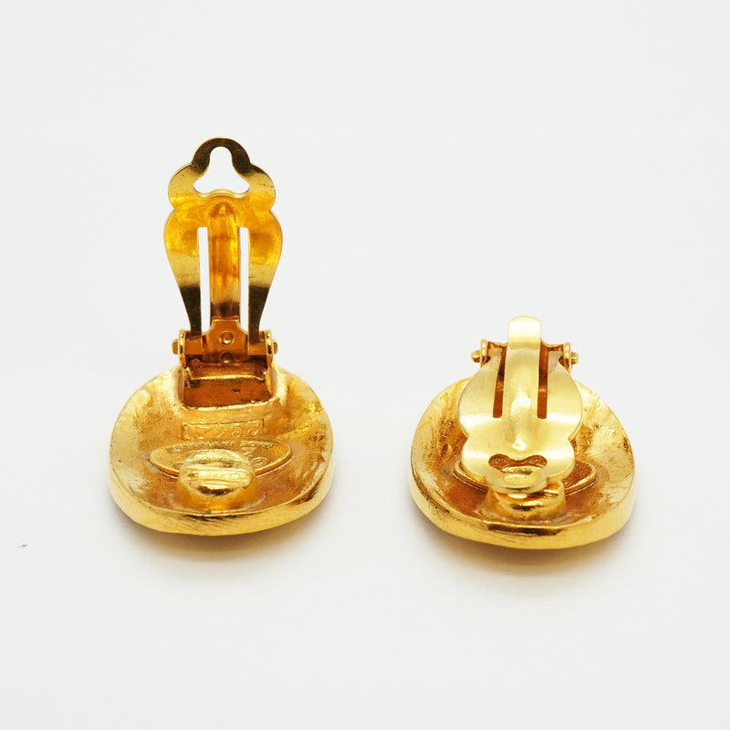 【6jkb0188】シャネル イヤリング ヴィンテージ ココマーク シャネルロゴ オーバル GPメッキ ゴールド【中古】レディース
