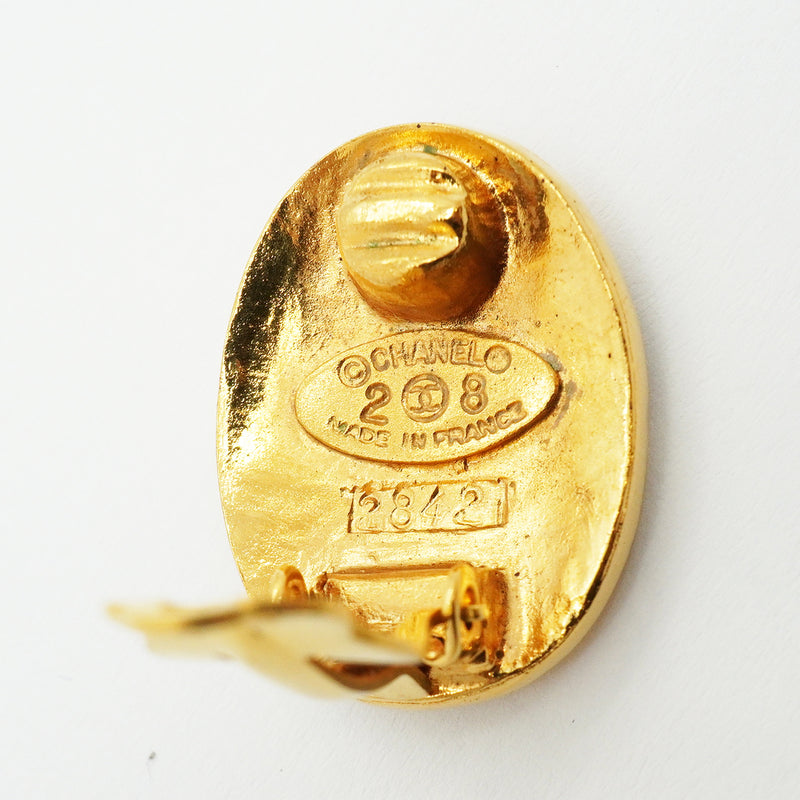 【6jkb0188】シャネル イヤリング ヴィンテージ ココマーク シャネルロゴ オーバル GPメッキ ゴールド【中古】レディース