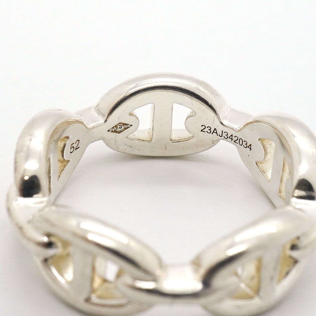 【6jkb0193】エルメス リング アンシェネ シェーヌダンクル シルバー925 ＃52【中古】レディース