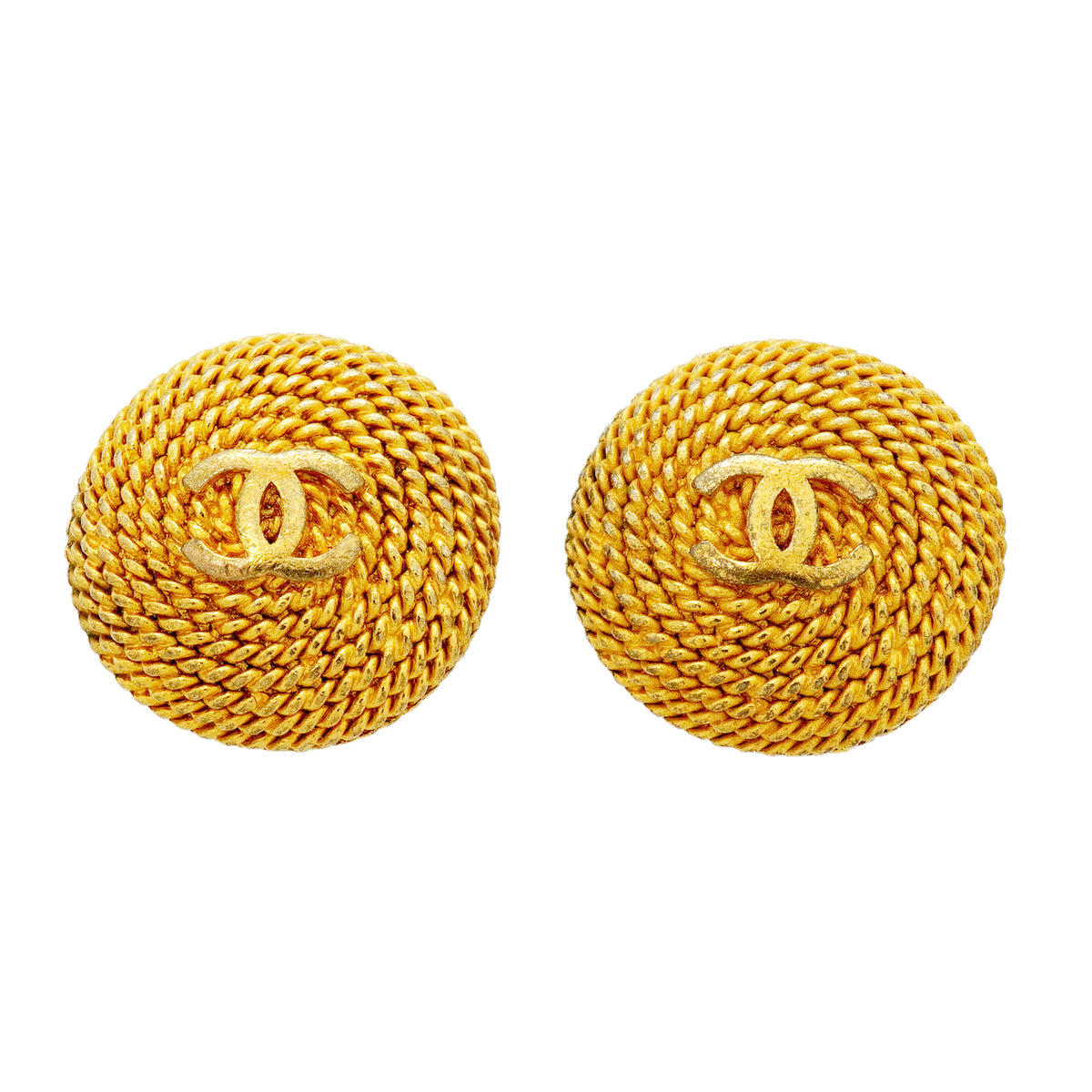 【6jkb0194】シャネル イヤリング ヴィンテージ ココマーク 丸型 サークル GPメッキ ゴールド【中古】レディース