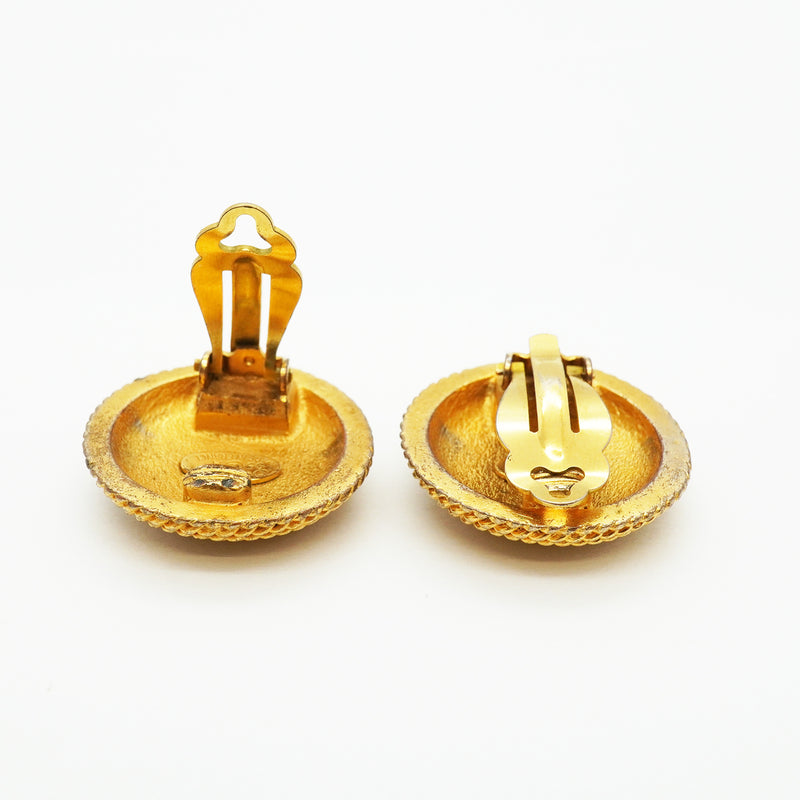 【6jkb0194】シャネル イヤリング ヴィンテージ ココマーク 丸型 サークル GPメッキ ゴールド【中古】レディース