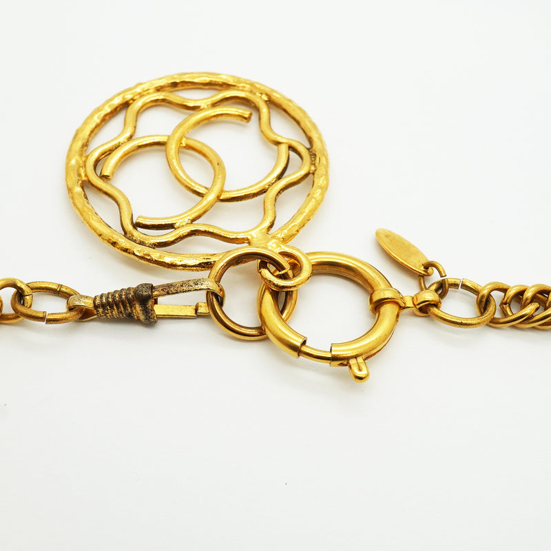 【6jkb0195】シャネル ネックレス ヴィンテージ ココマーク 丸型 サークル GPメッキ ゴールド【中古】レディース