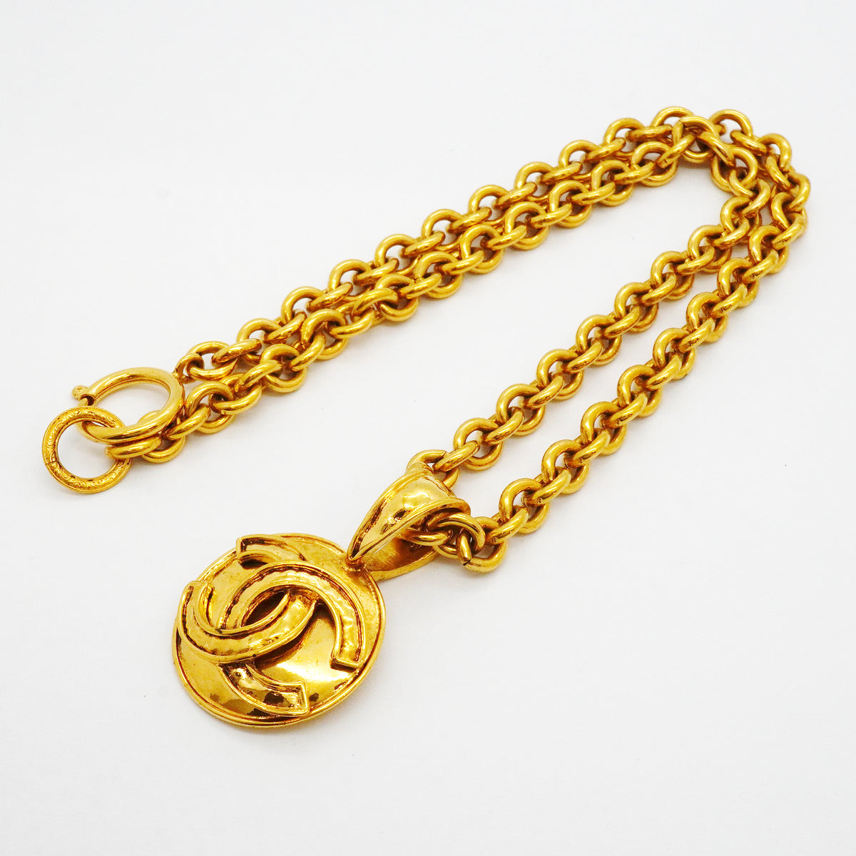 【6jkb0197】シャネル ネックレス ヴィンテージ ココマーク 丸型 サークル GPメッキ ゴールド【中古】レディース