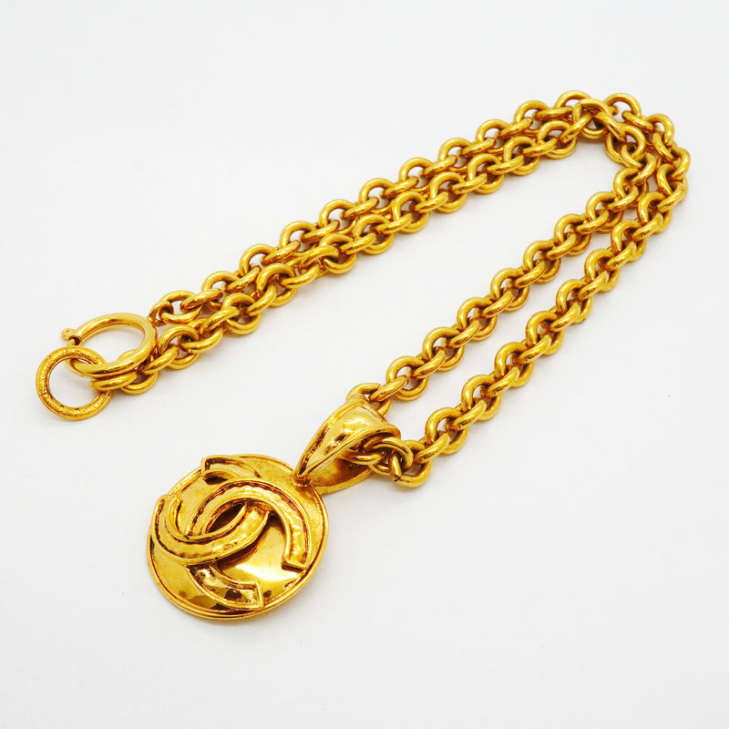 【6jkb0197】シャネル ネックレス ヴィンテージ ココマーク 丸型 サークル GPメッキ ゴールド【中古】レディース