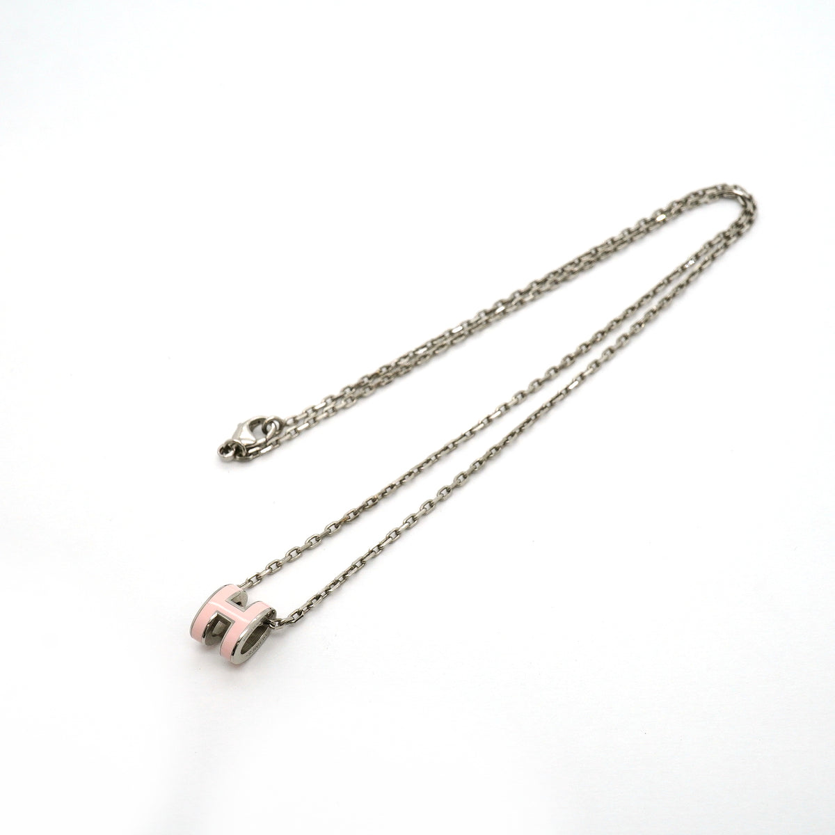 【6jkb0198】エルメス ネックレス ミニポップアッシュ メタル シルバー ピンク【中古】レディース