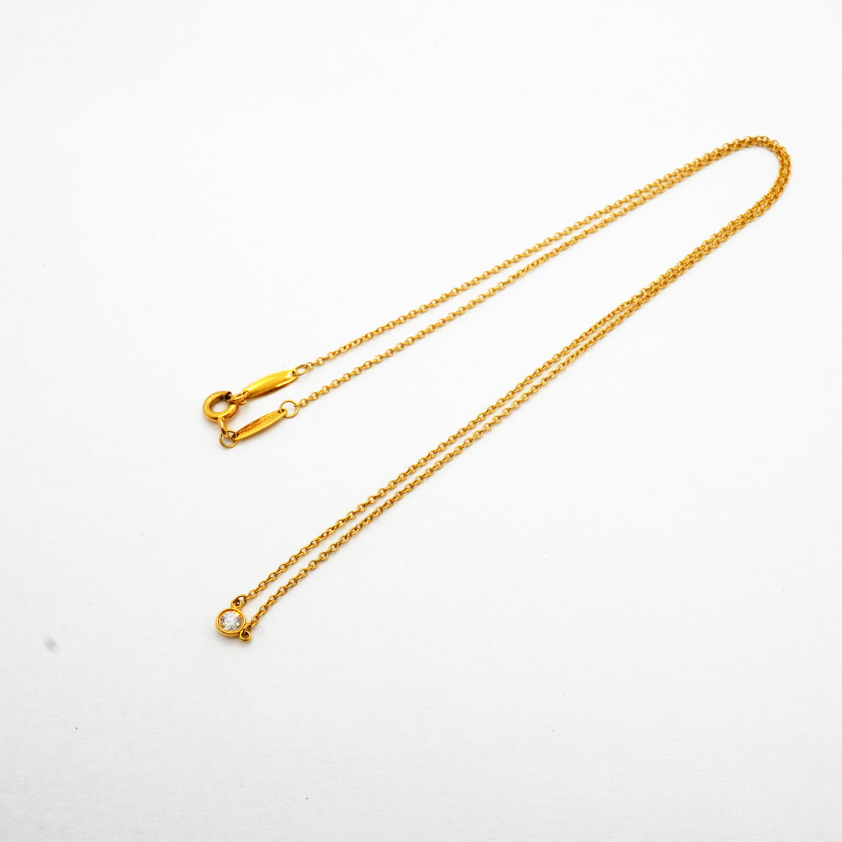 【6jkb0199】ティファニー ネックレス バイザヤード 1PD K18YG イエローゴールド ダイヤモンド【中古】レディース