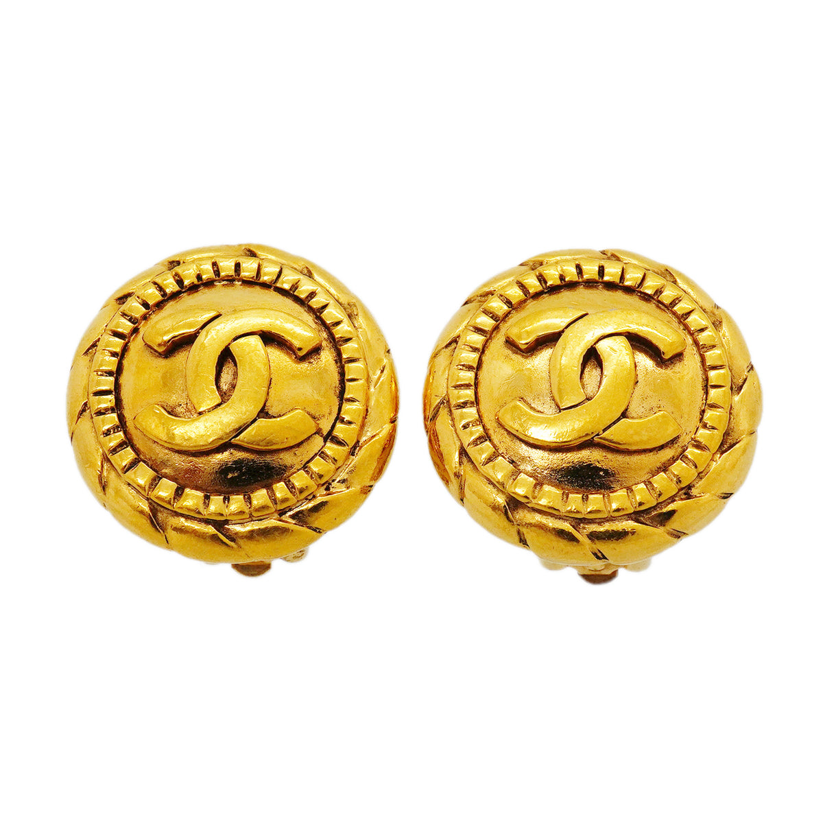 【6jkb0204】シャネル イヤリング ヴィンテージ ココマーク 丸型 サークル GPメッキ ゴールド【中古】レディース