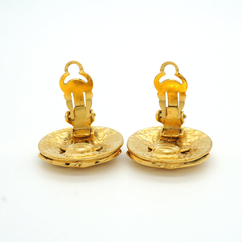 【6jkb0211】シャネル イヤリング ヴィンテージ ココマーク 丸型 サークル GPメッキ ゴールド【中古】レディース