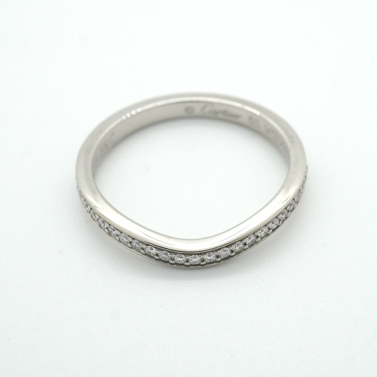 【6jkb0217】カルティエ リング バレリーナ ハーフエタニティ Pt950 プラチナ ダイヤモンド ＃50【中古】レディース