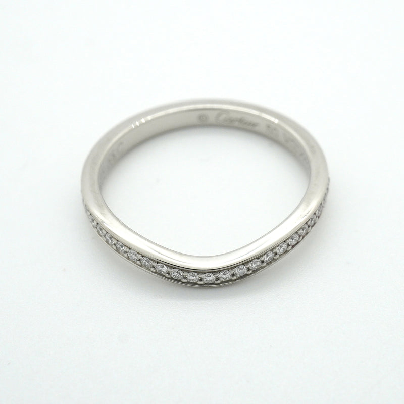 【6jkb0217】カルティエ リング バレリーナ ハーフエタニティ Pt950 プラチナ ダイヤモンド ＃50【中古】レディース