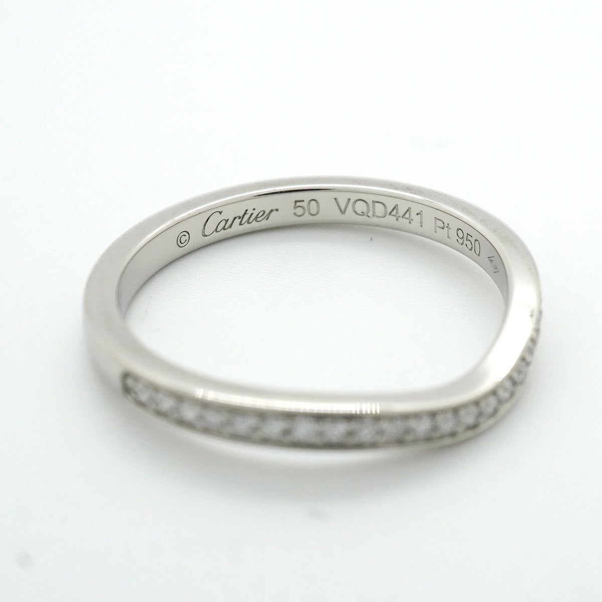 【6jkb0217】カルティエ リング バレリーナ ハーフエタニティ Pt950 プラチナ ダイヤモンド ＃50【中古】レディース